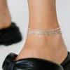 Jewelry Set Of 3 Real Silver Chain Anklets -Christmas Sales womens silver set of 3 real silver chain anklets