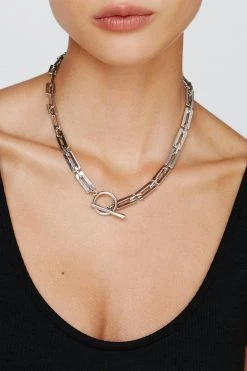 Necklaces Square Chain Loop Necklace -Christmas Sales womens silver square chain loop necklace 3