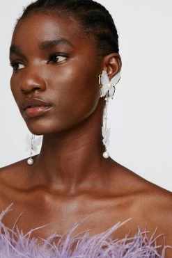 Formal Wear Butterfly Drop Pearl Earrings -Christmas Sales womens white butterfly drop pearl earrings 3