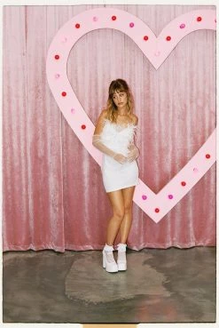 Party Outfits Feather Strappy Mini Dress