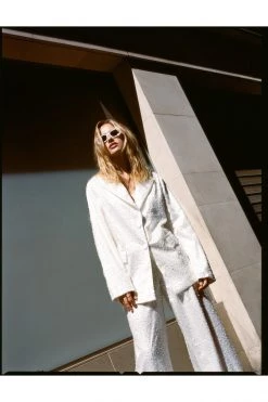 Two Piece Sets Hand Beaded Tailored Longline Blazer -Christmas Sales womens white hand beaded tailored longline blazer 3