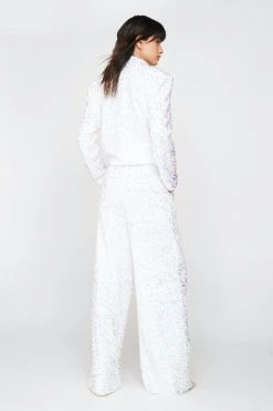 Premium Iridescent Sequin Pants -Christmas Sales womens white premium iridescent sequin pants 2