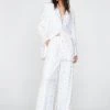 Two Piece Sets Premium Sequin Relaxed Fit Blazer -Christmas Sales womens white premium sequin relaxed fit blazer
